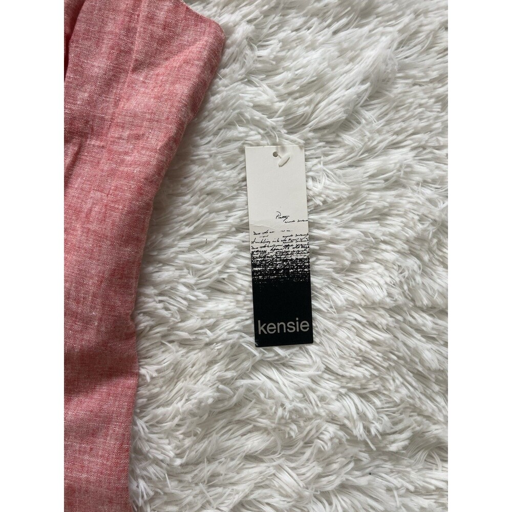 Kensie Linen Blend Mini Dress L NWT Coral Pink Lace Up Nautical Summer Sleeveles - Picture 9 of 12